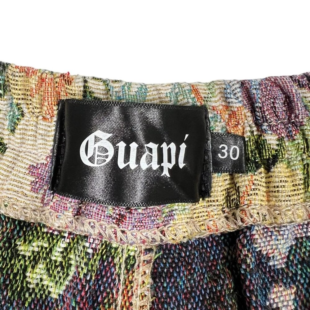 Vintage Guapi Floral Tapestry Mid Rise Frayed Edge Cargo Trouser Pants Size 30 - Picture 11 of 16
